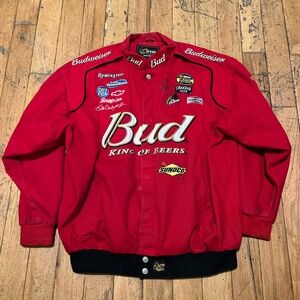 Budweiser Red Varsity Jacket with Embroidered Patches REAL SIGNATURE Unknown